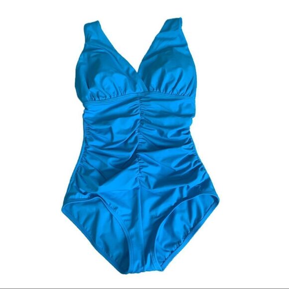 JANTZEN Blue one piece swimwear swimsuit Sz 8 - Picture 2 of 11